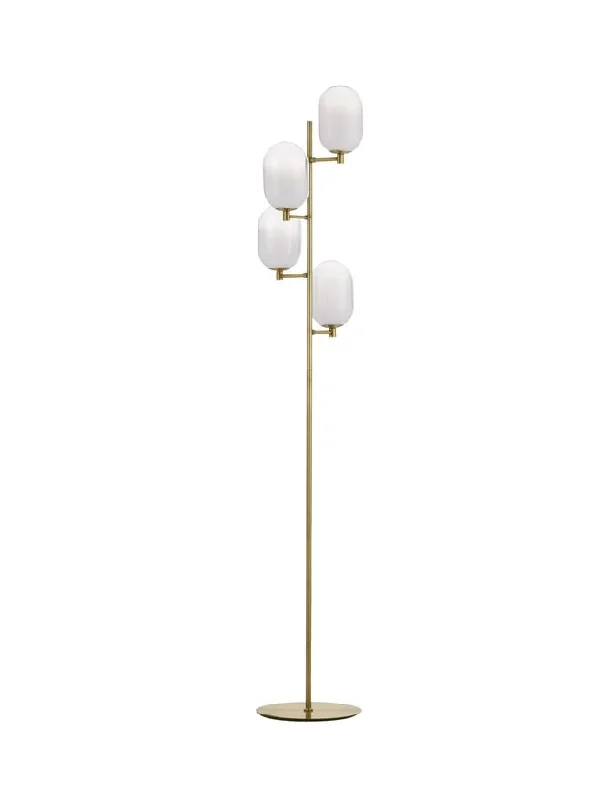 Wood Floor Lamp with Natural Grain for a Warm and Organic FeelBAL Brass Gold Metal 4 Light Floor Lamp  With Gradient White Glass - ID 12511