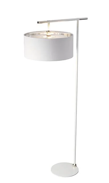 Wood Floor Lamp with Natural Grain for a Warm and Organic FeelClimping White and Polished Nickel Floor Lamp - ID 7672