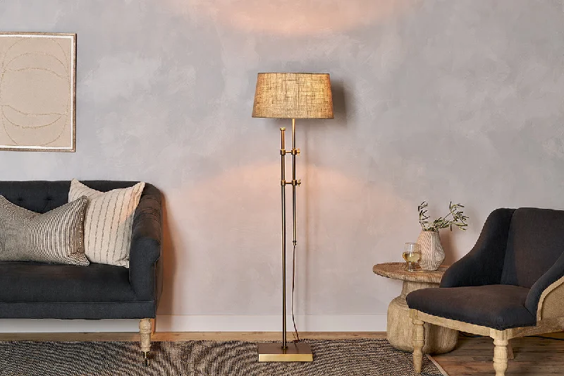 Wood Floor Lamp with Natural Grain for a Warm and Organic FeelChintala Iron Floor Lamp - Antique Brass