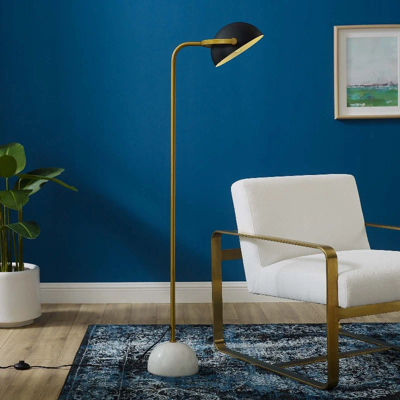 USB Charging Port Floor Lamp for Convenient Device ChargingConvey Bronze and White Marble Floor Lamp