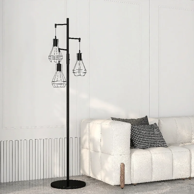 Industrial Style Floor Lamp with Exposed Bulbs for Loft ApartmentsFarmhouse Industrial Floor Lamp Standing Tree Tall Lamp