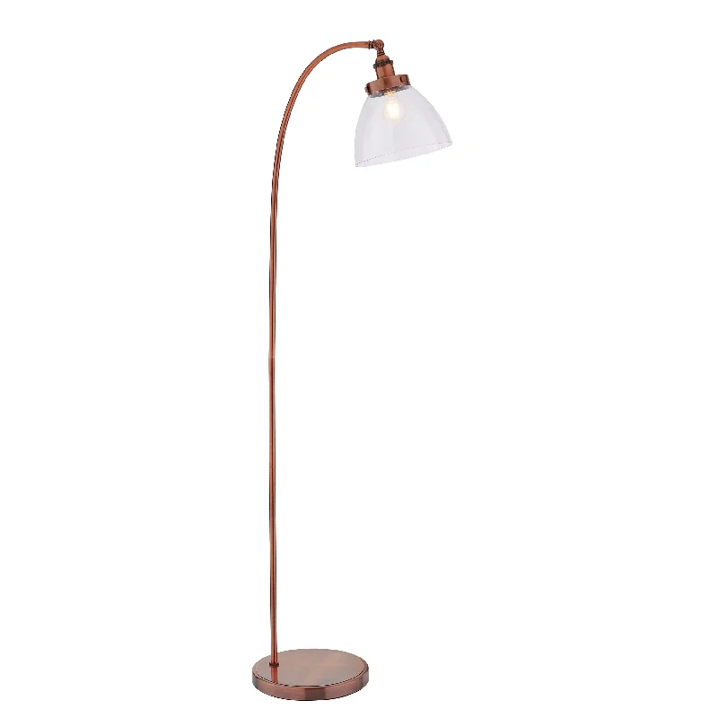 Bohemian Inspired Floor Lamp for Eclectic Home DecorHAN Aged Copper Floor Lamp with Clear Glass Shade - ID 11021