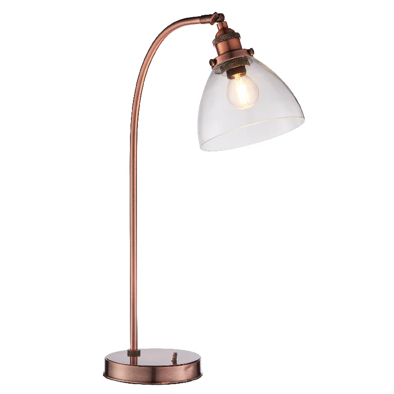 Adjustable Height Floor Lamp for Versatile Lighting NeedsHAN Aged Copper Table Lamp with Clear Glass Shade - ID 13017