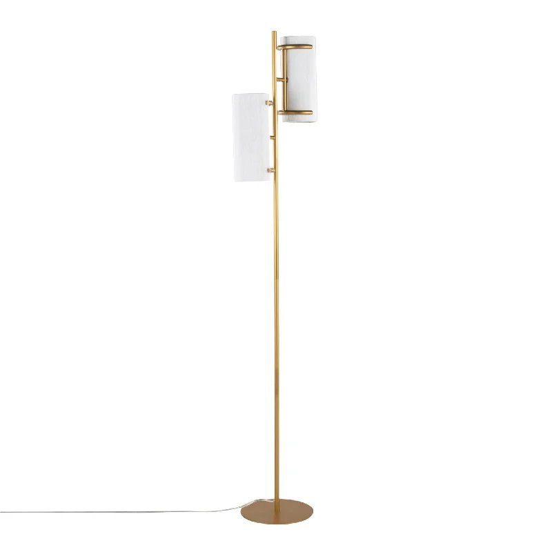 Rustic Farmhouse Style Floor Lamp for Cozy BedroomsRhonda Contemporary/Glam Floor Lamp in Gold Metal with White Shade by LumiSource