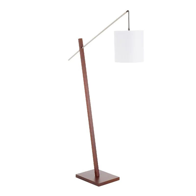 Metal Floor Lamp with a Matte Black Finish for a Sleek LookArturo Contemporary Floor Lamp in Walnut Wood and White Fabric Shade by LumiSource