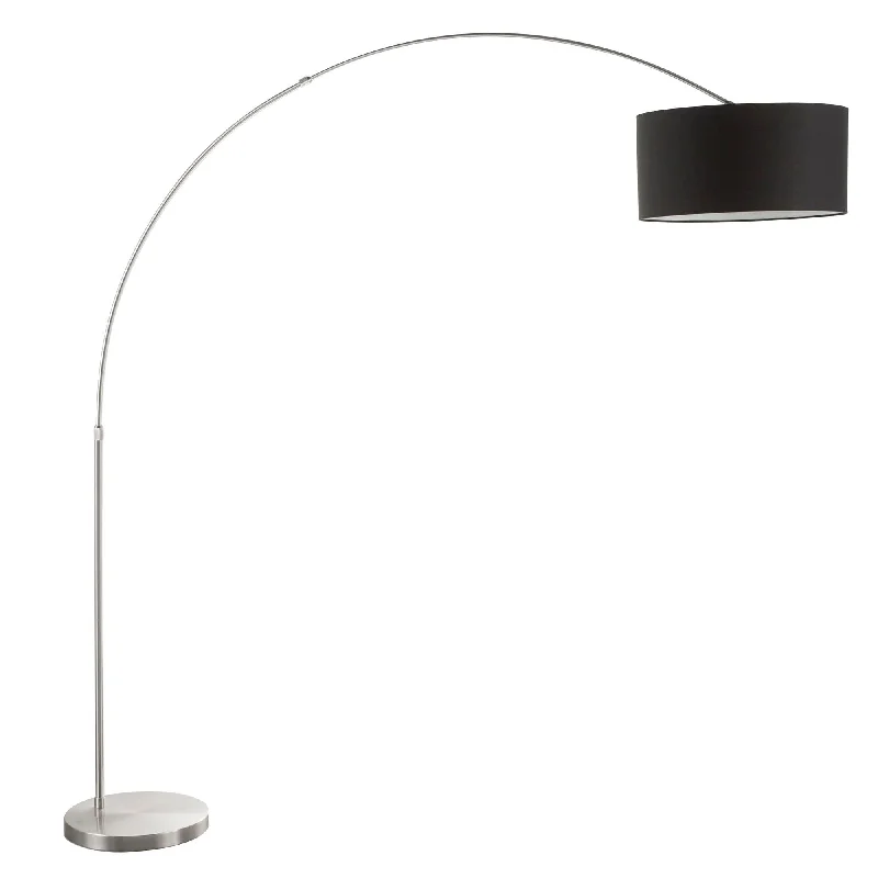  Way Switch Floor Lamp for Multiple Light Intensity LevelsSalon Contemporary Floor Lamp with Satin Nickel Base and Black Shade by LumiSource