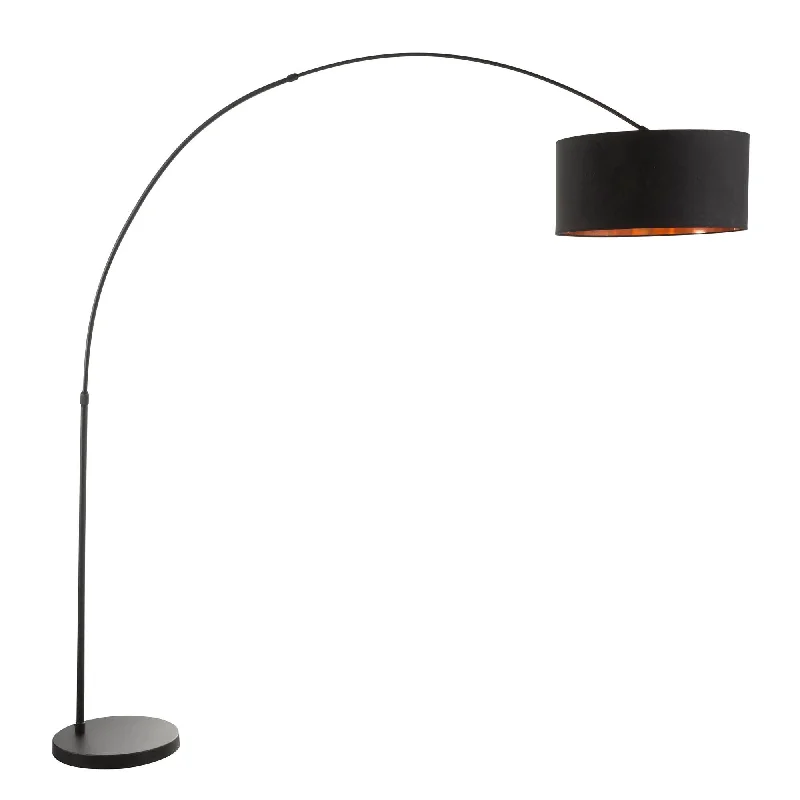 Smart Floor Lamp with Voice Control and Bluetooth ConnectivitySalon Contemporary Floor Lamp with Black Metal Base and Black Shade with Copper Accent by LumiSource