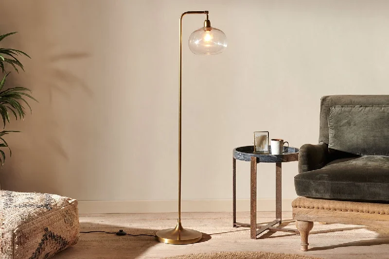 Fabric Floor Lamp with a Linen Shade for a Relaxed AestheticMulia Recycled Glass Floor Lamp - Antique Brass