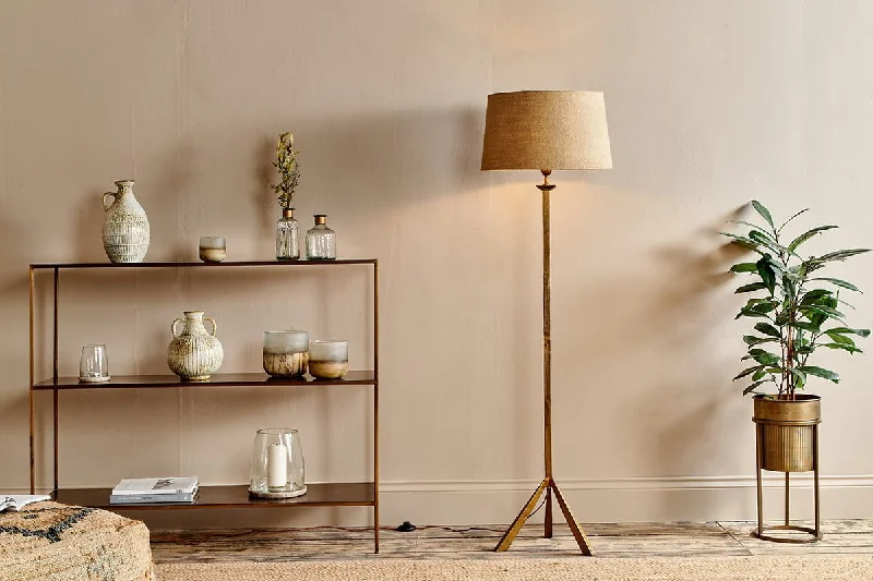 Bohemian Inspired Floor Lamp for Eclectic Home DecorSahhil Metal Tripod Floor Lamp - Antique Brass