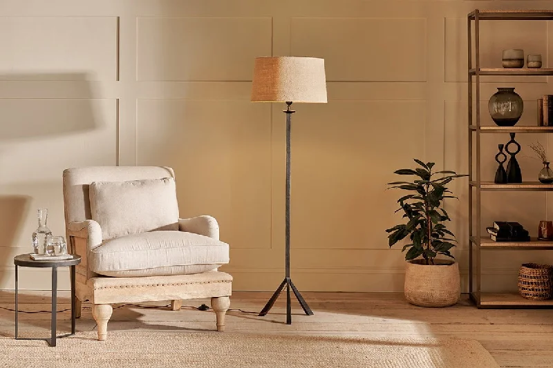 Fabric Floor Lamp with a Linen Shade for a Relaxed AestheticSahhil Metal Tripod Floor Lamp - Antique Bronze