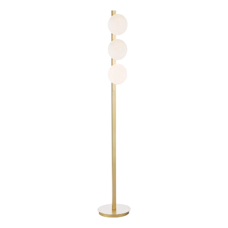 Modern Minimalist Floor Lamp for Contemporary Living RoomsTAU 3 Light Floor Lamp in Matt Gold & Opal Glass - ID 13467