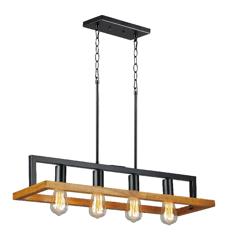 Industrial Style Ceiling Lights with Exposed Bulbs and Metal CagesBlack Forest 4-Light Chandelier