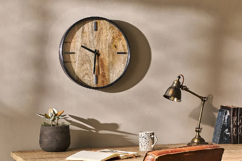 Rustic Ceiling Lights with Reclaimed Wood and Distressed FinishesAlomi Mango Wood Clock