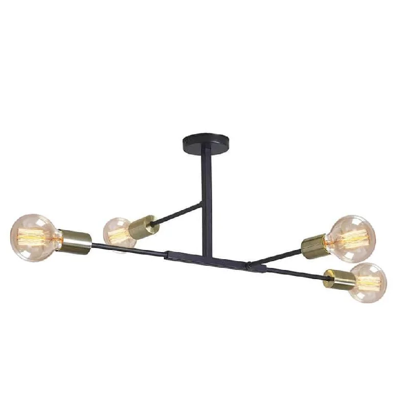 Rustic Ceiling Lights with Reclaimed Wood and Distressed FinishesBlack and Bronze Chandelier  CH507/4 BK/AB