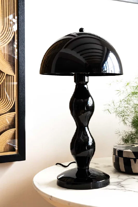 glass table lamps with a frosted surface for soft light diffusionBlack Wavy Retro Table Lamp