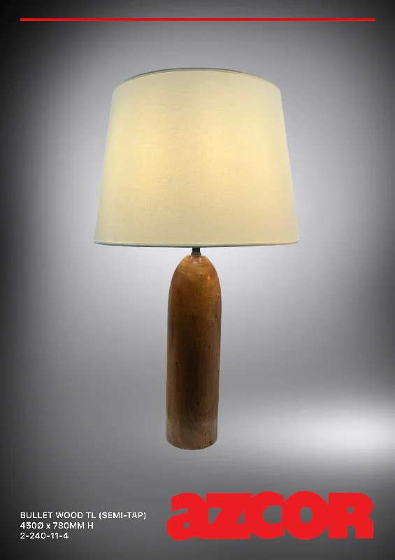 metal table lamps with a matte black finish for a sleek appearanceBullet Wood Table Lamp (Semi Tapered Shade)