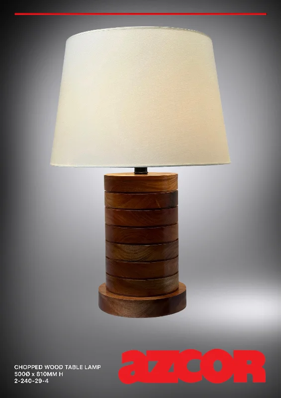 leather table lamps with a distressed texture for a rugged charmChopped Wood Table Lamp