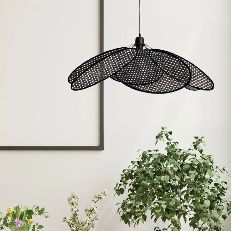 Scandinavian Style Ceiling Lights with Light Wood AccentsScandinavian Style Ceiling Lights with Light Wood AccentsPlantation Rattan Pendant Light Black