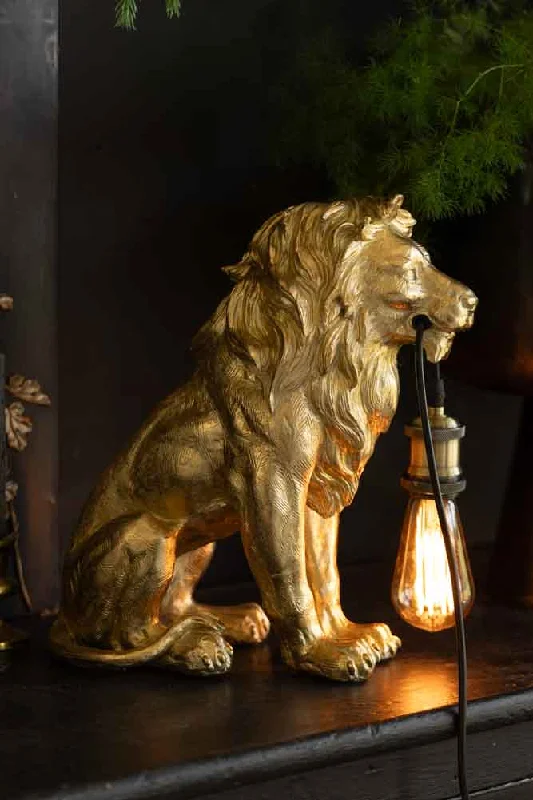 art deco table lamps with geometric shapes for a retro touchQuirky Gold Lion Lamp