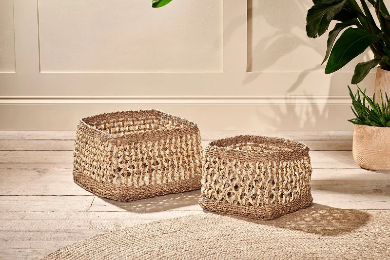 Japanese - Inspired Ceiling Lights with Shoji - Screen - like DiffusersShimla Square Seagrass And Palm Leaf Basket